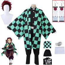 Load image into Gallery viewer, Anime Demon Slayer Cosplay Costume Tanjirou Kamado Kimetsu no Yaiba Men Kimono Uniform Disfraz Halloween Party Demonias Clothes
