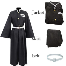 Load image into Gallery viewer, Demon Slayer Kimetsu No Yaiba Cosplay Costumes Tokitou Muichirou Black Skirt Adult Child Halloween Costume Wig Suit
