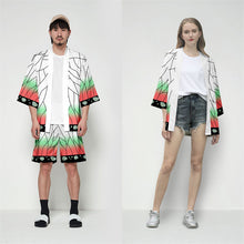 Load image into Gallery viewer, Demon Slayer Kimetsu No Yaiba Haori Kimono Cosplay Costume Kamado Nezuko Coat Shirt Halloween Costumes for Child Adult
