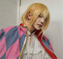 Load image into Gallery viewer, Anime Howl's Moving Castle Wizard Howl  Cosplay Short Blonde Yellow Hair Wig Cosplay Ring Earring Wig Necklace + a wig cap

