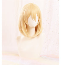 Load image into Gallery viewer, Anime Howl's Moving Castle Wizard Howl  Cosplay Short Blonde Yellow Hair Wig Cosplay Ring Earring Wig Necklace + a wig cap
