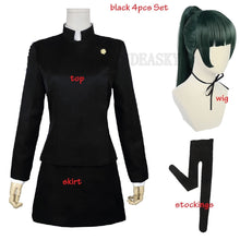Load image into Gallery viewer, Anime Jujutsu Kaisen Cosplay Costume Maki Zenin Green Wig Top Skirt shoes Zenin Maki Halloween Christma Party Uniform Men Women
