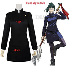 Load image into Gallery viewer, Anime Jujutsu Kaisen Cosplay Costume Maki Zenin Green Wig Top Skirt shoes Zenin Maki Halloween Christma Party Uniform Men Women
