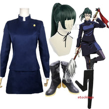 Load image into Gallery viewer, Anime Jujutsu Kaisen Cosplay Costume Maki Zenin Green Wig Top Skirt shoes Zenin Maki Halloween Christma Party Uniform Men Women
