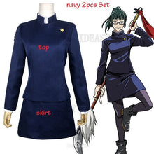 Load image into Gallery viewer, Anime Jujutsu Kaisen Cosplay Costume Maki Zenin Green Wig Top Skirt shoes Zenin Maki Halloween Christma Party Uniform Men Women
