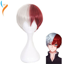 Load image into Gallery viewer, Anime My Hero Academia Boku no Hiro Akademia Shoto Todoroki Shouto White And Red Cosplay Wig+Wig Cap
