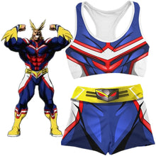Load image into Gallery viewer, My Hero Academia Cosplay Costume All Might Gym Sport Workout Running Short Bra Yoga Suit Tracksuit Fitness
