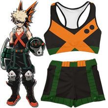 Load image into Gallery viewer, My Hero Academia Cosplay Costume Bakugou Katsuki Gym Sport Workout Running Short Bra Yoga Suit Tracksuit Fitness
