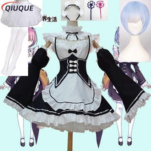 Load image into Gallery viewer, Anime Re:zero Kara Hajimeru Isekai Seikatsu Life In a Different World Ram Rem Cosplay Costume Wigs Maid Dress Halloween Costume
