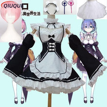 Load image into Gallery viewer, Anime Re:zero Kara Hajimeru Isekai Seikatsu Life In a Different World Ram Rem Cosplay Costume Wigs Maid Dress Halloween Costume
