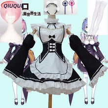 Load image into Gallery viewer, Anime Re:zero Kara Hajimeru Isekai Seikatsu Life In a Different World Ram Rem Cosplay Costume Wigs Maid Dress Halloween Costume
