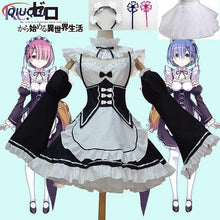 Load image into Gallery viewer, Anime Re:zero Kara Hajimeru Isekai Seikatsu Life In a Different World Ram Rem Cosplay Costume Wigs Maid Dress Halloween Costume
