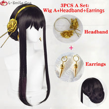 Load image into Gallery viewer, Anime SPY×FAMILY Yor Forger Long Black Cosplay Wig Hair Heat Resistant Synthetic SPY FAMILY Halloween Role Play Wigs + Wig Cap
