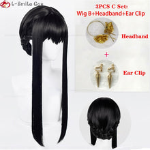 Load image into Gallery viewer, Anime SPY×FAMILY Yor Forger Long Black Cosplay Wig Hair Heat Resistant Synthetic SPY FAMILY Halloween Role Play Wigs + Wig Cap
