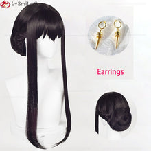 Load image into Gallery viewer, Anime SPY×FAMILY Yor Forger Long Black Cosplay Wig Hair Heat Resistant Synthetic SPY FAMILY Halloween Role Play Wigs + Wig Cap
