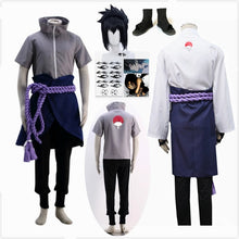 Load image into Gallery viewer, Uchiha Sasuke Cosplay Costume Shippuden Clothing Halloween Outfits Party Blazer Pants  Waist Rope Hand Guard
