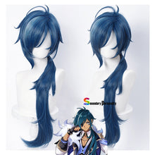 Load image into Gallery viewer, Anime Wigs Genshin Impact Kaeya Cosplay Men 80cm Long Ink-blue Wig Cosplay Costume Heat Resistant Synthetic Hair Peluca
