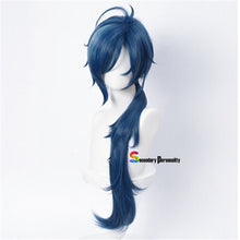 Load image into Gallery viewer, Anime Wigs Genshin Impact Kaeya Cosplay Men 80cm Long Ink-blue Wig Cosplay Costume Heat Resistant Synthetic Hair Peluca
