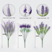 Load image into Gallery viewer, Artificial Flowers Flocked Plastic Lavender Bundle Fake Plants Wedding Bridle Bouquet
