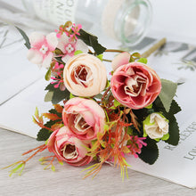 Load image into Gallery viewer, Artificial Flowers Simple 10 Heads  Bouquet Rose Silk High End Wedding Party Bride Home Table Plant Decoration Single Branch
