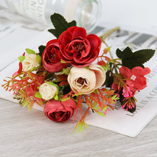 Load image into Gallery viewer, Artificial Flowers Simple 10 Heads  Bouquet Rose Silk High End Wedding Party Bride Home Table Plant Decoration Single Branch
