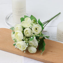 Load image into Gallery viewer, Artificial Flowers Simple 10 Heads  Bouquet Rose Silk High End Wedding Party Bride Home Table Plant Decoration Single Branch
