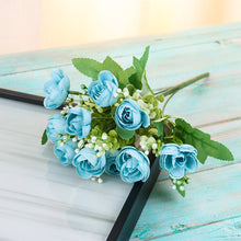 Load image into Gallery viewer, Artificial Flowers Simple 10 Heads  Bouquet Rose Silk High End Wedding Party Bride Home Table Plant Decoration Single Branch

