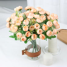 Load image into Gallery viewer, Artificial Flowers Simple 10 Heads  Bouquet Rose Silk High End Wedding Party Bride Home Table Plant Decoration Single Branch
