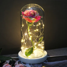 Load image into Gallery viewer, Artificial WED Flowers Beauty and the Beast Eternal Rose in Glass Cover Home Decor Wedding for Guests Birthday Mother's Day Gift
