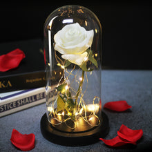 Load image into Gallery viewer, Artificial WED Flowers Beauty and the Beast Eternal Rose in Glass Cover Home Decor Wedding for Guests Birthday Mother's Day Gift
