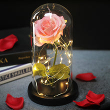 Load image into Gallery viewer, Artificial WED Flowers Beauty and the Beast Eternal Rose in Glass Cover Home Decor Wedding for Guests Birthday Mother's Day Gift
