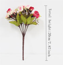 Load image into Gallery viewer, Autumn 15 Heads/Bouquet Small Bud Roses Bract Silk Artificial Flower DIY Wedding Home Christmas Decor Floral Gifts Photo Props
