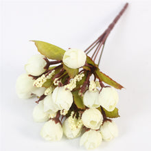 Load image into Gallery viewer, Autumn 15 Heads/Bouquet Small Bud Roses Bract Silk Artificial Flower DIY Wedding Home Christmas Decor Floral Gifts Photo Props
