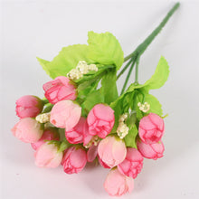 Load image into Gallery viewer, Autumn 15 Heads/Bouquet Small Bud Roses Bract Silk Artificial Flower DIY Wedding Home Christmas Decor Floral Gifts Photo Props
