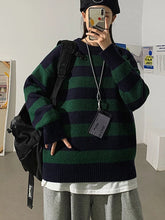 Load image into Gallery viewer, Autumn Winter Knitted Striped Sweater Women Casual Oversized Pullovers Sweaters Loose Warm Jumper Streetwear Teen Knitwear
