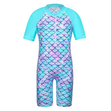 Load image into Gallery viewer, Swimwear Cyan Flower Baby Girl Swimsuit UV UPF50+ One Piece Kids Girls  for 3-12 Years Children Swimming Suit Beachwear
