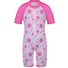 Load image into Gallery viewer, Swimwear Cyan Flower Baby Girl Swimsuit UV UPF50+ One Piece Kids Girls  for 3-12 Years Children Swimming Suit Beachwear
