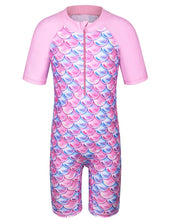 Load image into Gallery viewer, Swimwear Cyan Flower Baby Girl Swimsuit UV UPF50+ One Piece Kids Girls  for 3-12 Years Children Swimming Suit Beachwear
