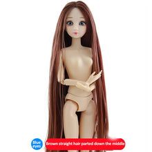 Load image into Gallery viewer, BJD Doll 30cm 20 Movable Jointe Dolls 3D Eyes Bjd Plastic Doll for Girls Toys Long Wig Female Nude Body Fashion Christmas Gift
