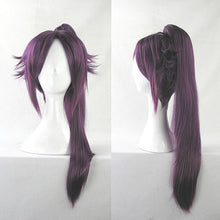 Load image into Gallery viewer, BLEACH Shihouin Yoruichi Cosplay Wigs High-temperature Fiber Synthetic Hair Purple Mixed Long Chip Ponytail + Wig Cap
