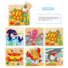 Load image into Gallery viewer, Baby Wooden Block Toys Animal Fruit Traffic Cognize Early Learning Educational Toys For Children Six Side 3D Cube Jigsaw Games
