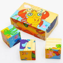 Load image into Gallery viewer, Baby Wooden Block Toys Animal Fruit Traffic Cognize Early Learning Educational Toys For Children Six Side 3D Cube Jigsaw Games
