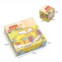 Load image into Gallery viewer, Baby Wooden Block Toys Animal Fruit Traffic Cognize Early Learning Educational Toys For Children Six Side 3D Cube Jigsaw Games
