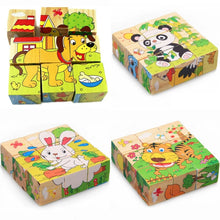 Load image into Gallery viewer, Baby Wooden Block Toys Animal Fruit Traffic Cognize Early Learning Educational Toys For Children Six Side 3D Cube Jigsaw Games
