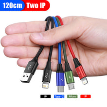 Load image into Gallery viewer, 3 in 1 USB Cable Type C Cable for Samsung S20 Xiaomi Mi 9 4 in 1 Cable for iPhone 12 X 11 Pro Max Charger Micro USB Cable
