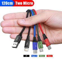 Load image into Gallery viewer, 3 in 1 USB Cable Type C Cable for Samsung S20 Xiaomi Mi 9 4 in 1 Cable for iPhone 12 X 11 Pro Max Charger Micro USB Cable

