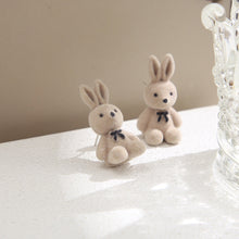 Load image into Gallery viewer, Bear Earrings For Women Girls 2023 Fashion Korea Silver Needle Autumn And Winter Earrings Cute Flocking rabbit Ear Studs Jewelry
