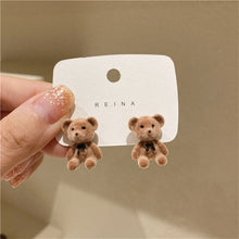 Load image into Gallery viewer, Bear Earrings For Women Girls 2023 Fashion Korea Silver Needle Autumn And Winter Earrings Cute Flocking rabbit Ear Studs Jewelry
