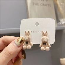 Load image into Gallery viewer, Bear Earrings For Women Girls 2023 Fashion Korea Silver Needle Autumn And Winter Earrings Cute Flocking rabbit Ear Studs Jewelry
