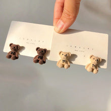 Load image into Gallery viewer, Bear Earrings For Women Girls 2023 Fashion Korea Silver Needle Autumn And Winter Earrings Cute Flocking rabbit Ear Studs Jewelry

